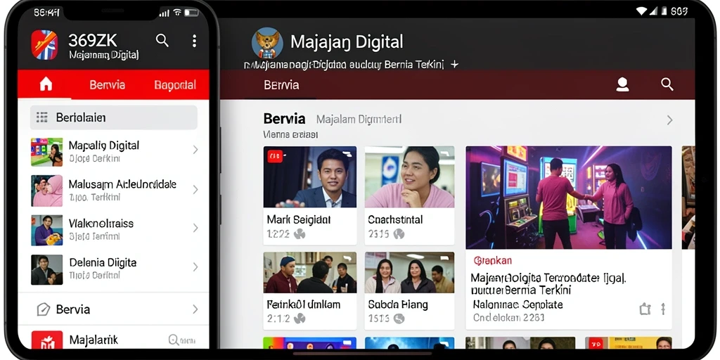 Antarmuka aplikasi 369ZK menampilkan berita terkini dan menarik.