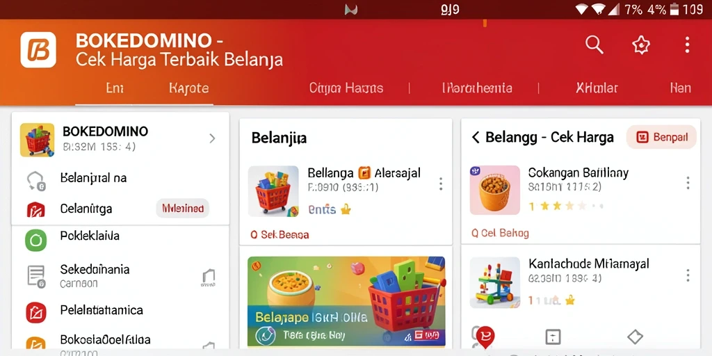 Antarmuka BOKEDOMINO yang sederhana untuk cek harga.