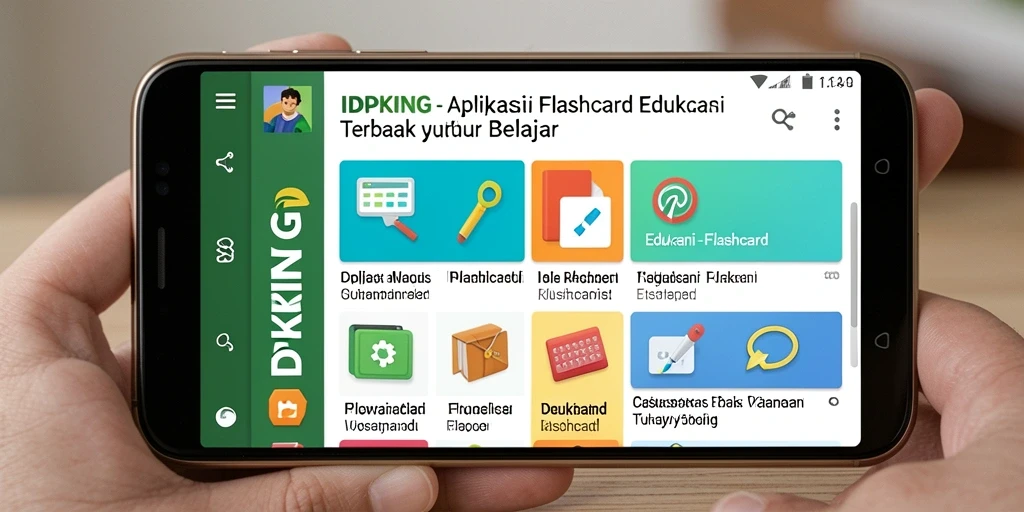 Antarmuka intuitif dan fungsional dari aplikasi Flashcard IDPKING.