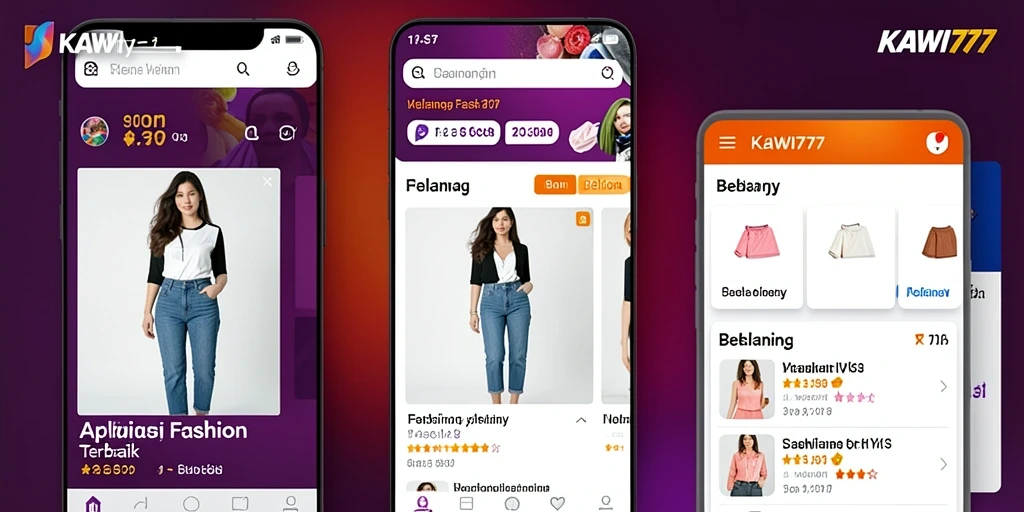 Antarmuka aplikasi KAWI777 menampilkan berbagai pilihan fashion dengan mudah.