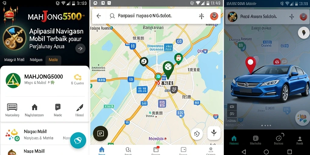 Antarmuka pengguna MAHJONG500 yang intuitif dan informatif untuk navigasi mobil.