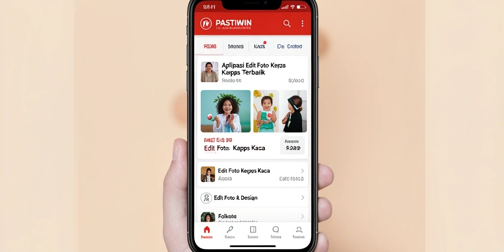 Antarmuka pengguna PASTIWIN dengan efek Edit Foto Kertas Kaca.