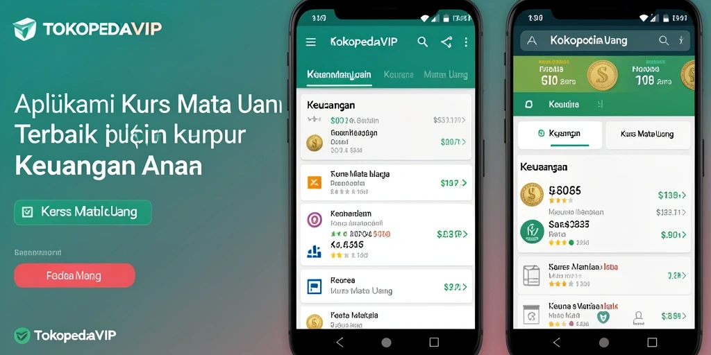 Antarmuka aplikasi TOKOPEDIAVIP menampilkan nilai tukar mata uang terkini.