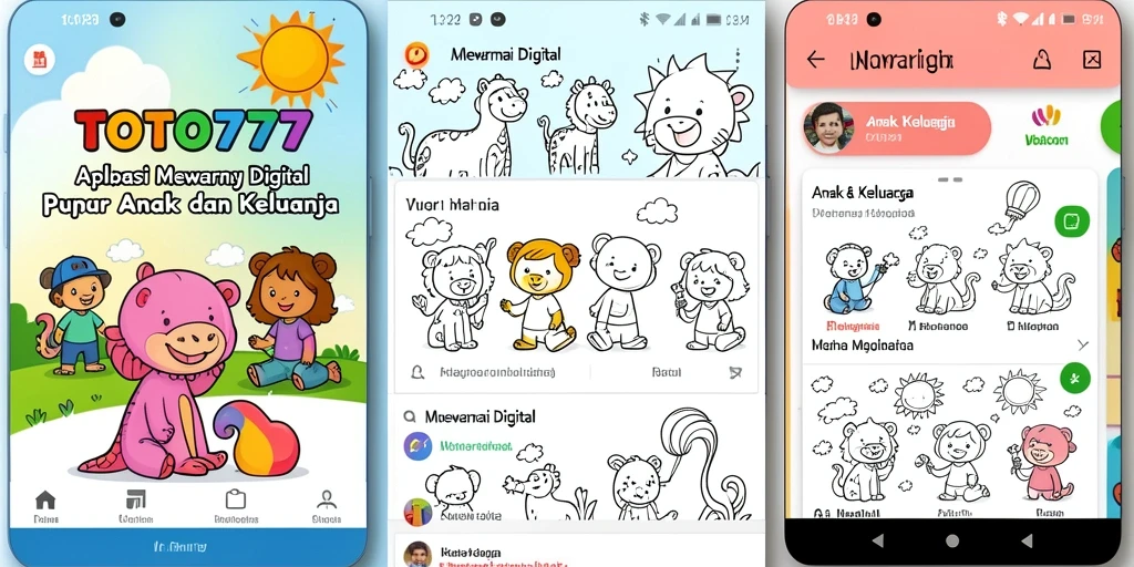 Antarmuka aplikasi TOTO777 yang menampilkan fitur mewarnai digital yang interaktif.